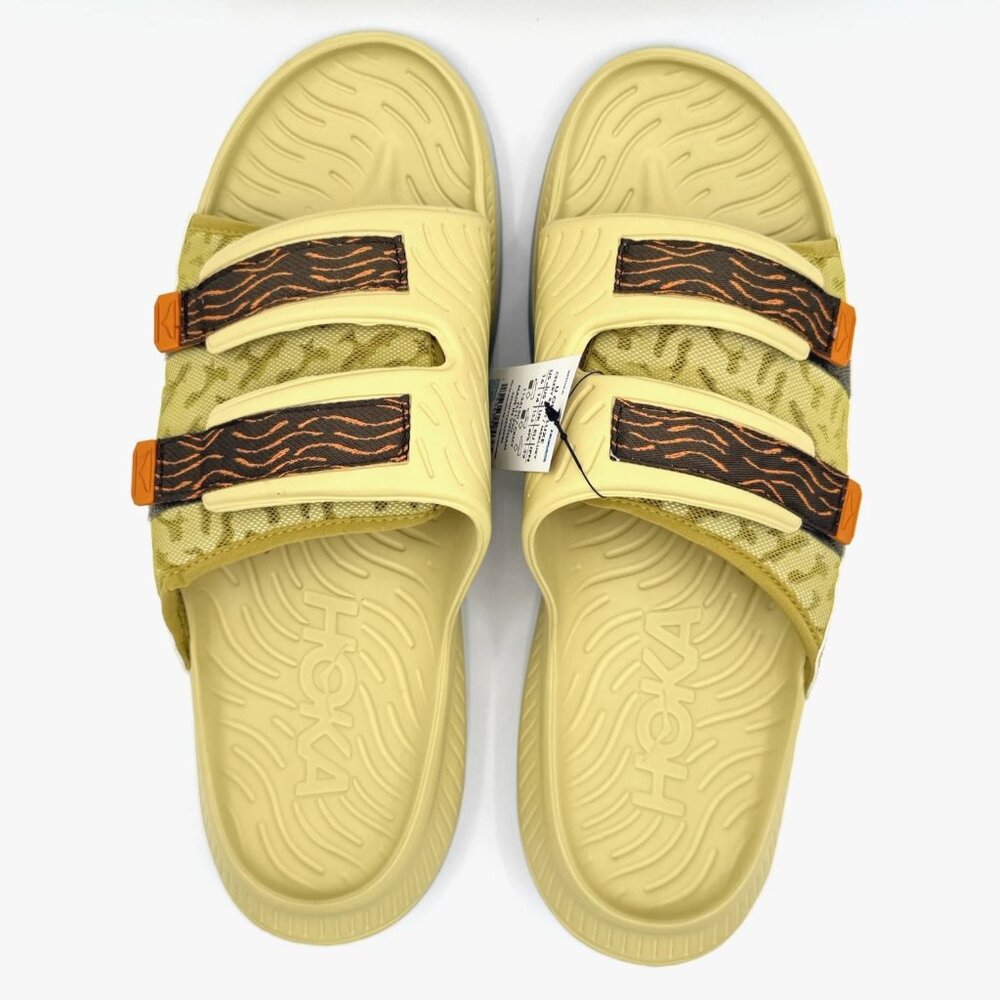 NEW Hoka One One Ora Luxe Recovery Slide Sandals Men's 14 Celery Root / Mercury - Picture 10 of 11